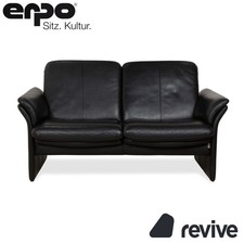 Erpo City Leder Zweisitzer Schwarz Sofa Couch manuelle Funktion