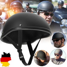 Schwarz German Style Motorrad Halbhelm Open Face Cruiser Chopper Biker Skull