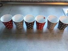 6 Mug Becher Krasilnikoff Sterne und Punkte grau, rot