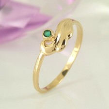 Zarter feiner Ring 585 Gelbgold 14K 1 kleiner Smaragd Gr. 53
