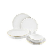 27 Tlg.Tafelservice Porzellan Riffle Design mit Goldumrandung  für 6 Personen