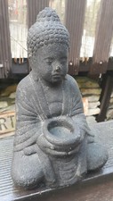 24 cm Masiv  Steinguss  Buddha sitzend Stein feng Shui Garten Deko Esotherik