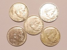 DRITTES REICH Lot  5 X 2,- Mark  Hindenburg (L3600)