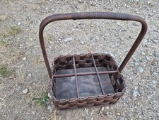 70er Jahre Vintage Flaschenkorb für 6 Flaschen Rattan geflochten Wein Korb