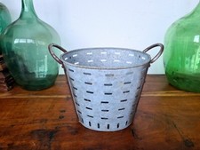 A0118 Kleiner Oliveneimer ~ Eisenkorb ~ Olivenkorb ~ Zinkwanne ~ OVAL