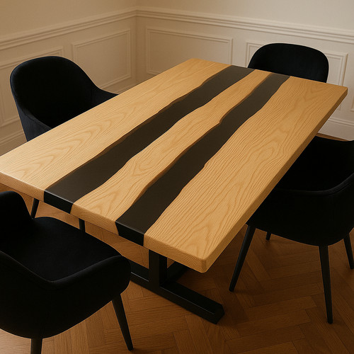 Black epoxy river table top - top,