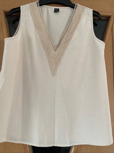 Bluse top beige ärmellos - bluse,