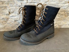 Damen Stiefelette Gr.38 TEX Membran, Leder, Blau, Schnüren & Stülpen, Fellimitat