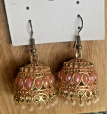 Bollywood Ohrringe, Elementen in Rosa, indisch Jhumka NEU