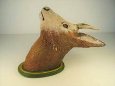 Antiker Holz geschnitzter Gams - Reh - Bockhäupter Krucken Kopf 19 Jahrh.