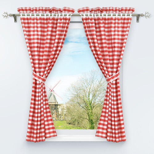 2er vorhänge landhausstil - 2er,