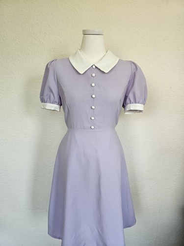 Kleid mit kragen lila - kleid,