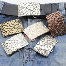 Croco look metal belt buckle - metal,