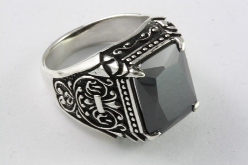 Herrenring black stone lilien - herrenring,