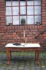 SCHÖNER COUCHTISCH WOHNZIMMER BUCHE MASSIV UND MARMOR PERFEKTER ZUSTAND EINES SCHLOSSES IN BX.