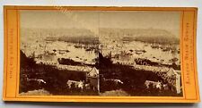 Italien Genua Hafen C1870 Foto Alfredo Noack Stereo Vintage Albumin