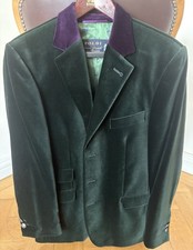 ED MEIER Samt - Blazer zweireihig - Gr. 50- Dunkelgrün - 