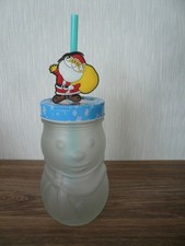 Gedeckter Tisch Trinkglas mit Schraubdeckel und Röhrchen Motivglas Schneemann