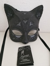 Maske Venedig- Katze  Blumen Herz Schwarz Himmel Gemalt Hand Italy