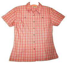 Damen Bluse Kurzarm Hemdbluse OUTDOOR DISCOVERY Gr. 38 rosa/weiß/grün kariert