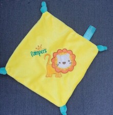 Kuscheltuch Löwe Aufdruck, gelb türkis blau, Pampers