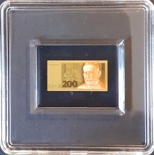 Goldbarren 200 DM-Banknote 01.08.1997 , Tschad 3000 Francs CFA   999er Gold