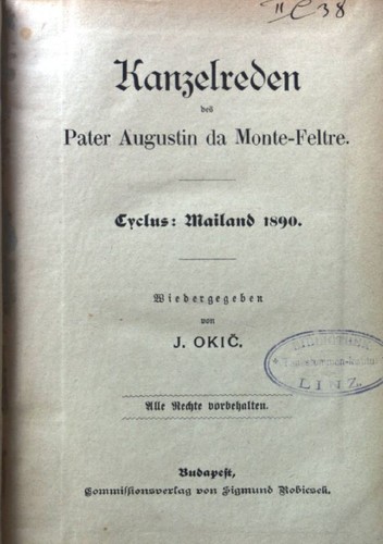 Kanzelreden des pater augustin - kanzelreden,