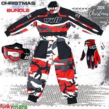 MOTORRAD KINDER KART ANZUG WULF OVERALL MOTOCROSS HANDSCHUHE BRILLE GESCHENKPAKE