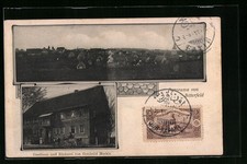 AK Bitterfeld, Gasthaus und Bäckerei von Gotthold Merkle, Panorama aus der Fern 