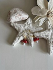 Roter Fliegenpilz edelstahl Ohrringe, Pilz, gold