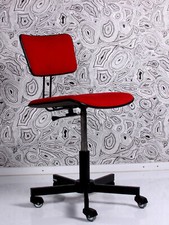 hopsack VÖLKLE ORANGE office chair 60s 60er Büro Stuhl drehkreuz eisen vintage
