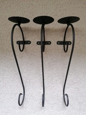 3 Kerzenhalter Wand Schwarz Metall Schmiedeeisern 
