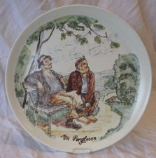 Kunst Wandteller von Otto Quante: `Die Sorglosen´, ⌀ 32 cm, Limburg Dom-Keramik