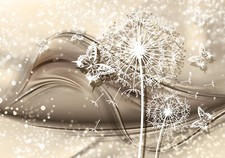 Vlies Fototapete Pusteblume 3D EFFEKT beige Schmetterling Wohnzimmer TAPETE 423