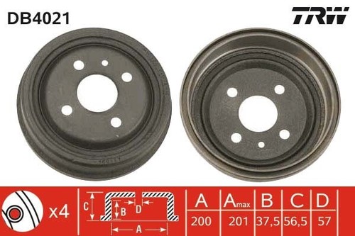 Trw bremstrommel db4021 - 2x,