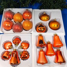 20 Weihnachtskugeln Glocken Herzen Glas orange Baumbehang Christbaumschmuck