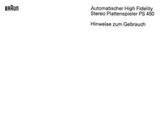 Bedienungsanleitung-Operating Instructions für Braun PS 450 