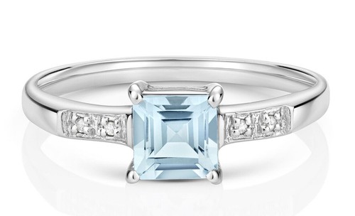 Aquamarin und diamant ring - aquamarin,
