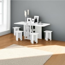 Klapptisch & 4er-Hocker Sitzgruppe Set Tisch klappbar XL 86x177 kompakt Holz NEU