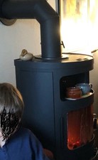 Kamin-Ofen, Korpus Schwarz, Stahl, 6 KW