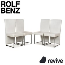 4er Garnitur Rolf Benz 7400 Leder Stuhl Weiß Esszimmer