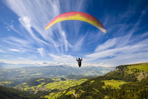Para glider flying mountain - glider,