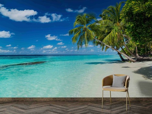 Strand meer palmen blau - 3d,
