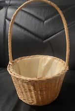 Blumentopf als Körbchen mit Griff - Durchmesser 22 cm - beige - geflochten