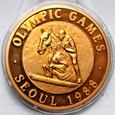 MEDAILLE: SPRINGREITEN - OLYMPIADE 1988 SEOUL, Cu vergoldet, 31,6 g, PP, Be13