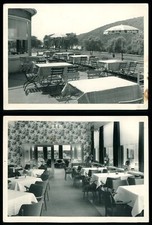 2x Restaurant Terrasse - Mirinda Sonnenschirm Werbung - 1960er - Foto-AK 15x11cm
