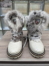 Ital. NIS Damen Boots, Stiefel, 36, Offehite/Creme, Kanin-Echtfell, Mega, NEU!!!