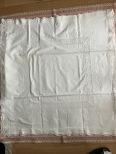 Paradekissen Kopfkissen 78x78cm weiß Nostalgie mit Borte und Plattstickerei