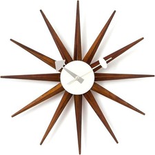 George Nelson Design Sunburst Wanduhr Holz Braun DAIVA Reproduktion Modern JP