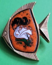 Vintage stilvolle Brosche Anstecknadel mit Emaille in Form eines Fisches